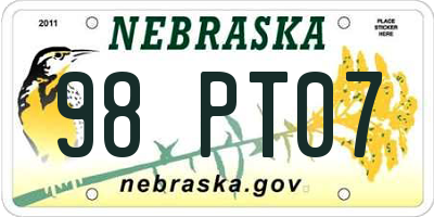 NE license plate 98PT07