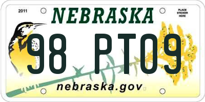 NE license plate 98PT09