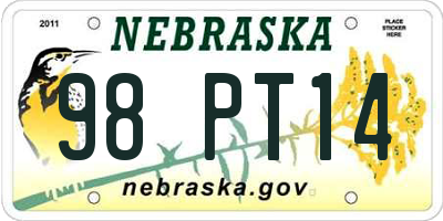 NE license plate 98PT14