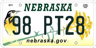 NE license plate 98PT28