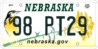 NE license plate 98PT29