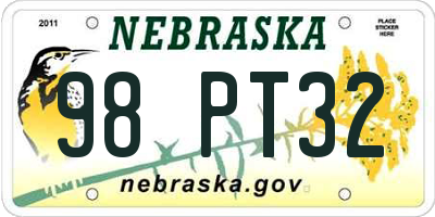 NE license plate 98PT32
