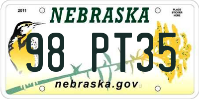 NE license plate 98PT35