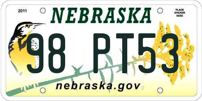 NE license plate 98PT53