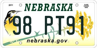 NE license plate 98PT91