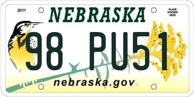 NE license plate 98PU51