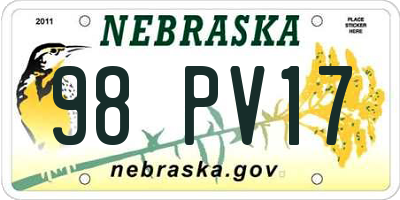 NE license plate 98PV17