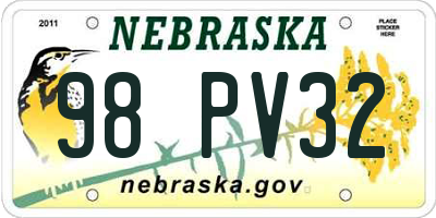 NE license plate 98PV32