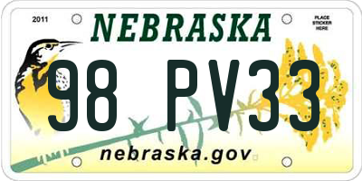 NE license plate 98PV33