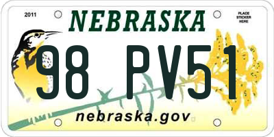 NE license plate 98PV51