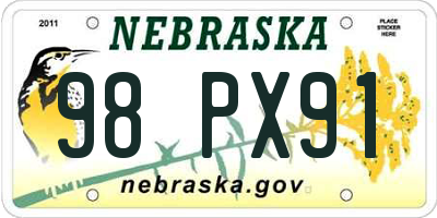 NE license plate 98PX91