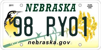 NE license plate 98PY01