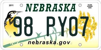 NE license plate 98PY07