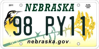 NE license plate 98PY11