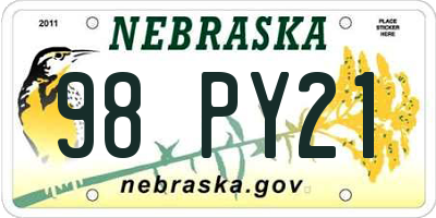 NE license plate 98PY21