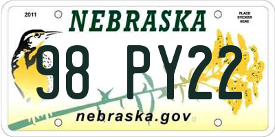 NE license plate 98PY22