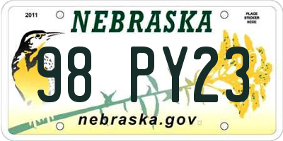 NE license plate 98PY23