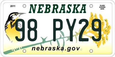 NE license plate 98PY29