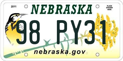 NE license plate 98PY31