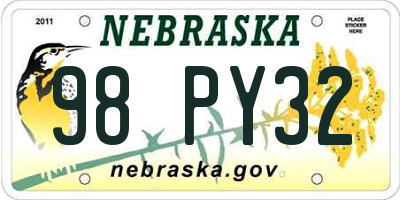 NE license plate 98PY32