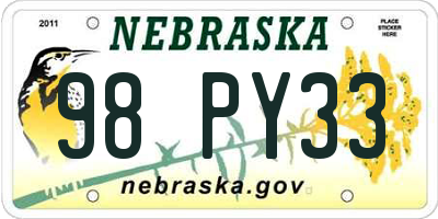 NE license plate 98PY33