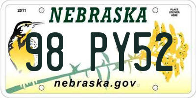 NE license plate 98PY52