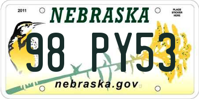 NE license plate 98PY53