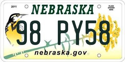 NE license plate 98PY58