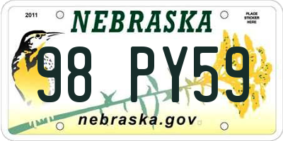 NE license plate 98PY59
