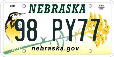 NE license plate 98PY77