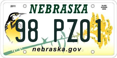 NE license plate 98PZ01