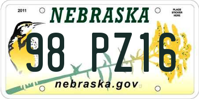 NE license plate 98PZ16