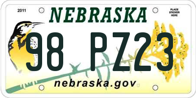 NE license plate 98PZ23