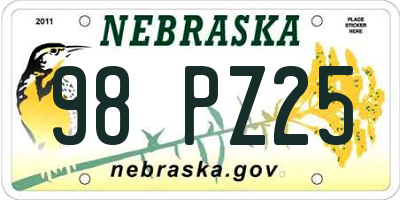 NE license plate 98PZ25