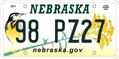 NE license plate 98PZ27