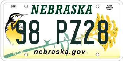 NE license plate 98PZ28