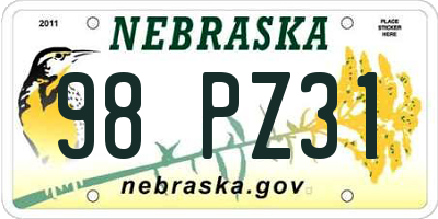 NE license plate 98PZ31