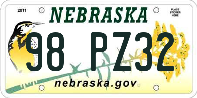 NE license plate 98PZ32