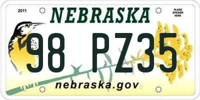 NE license plate 98PZ35