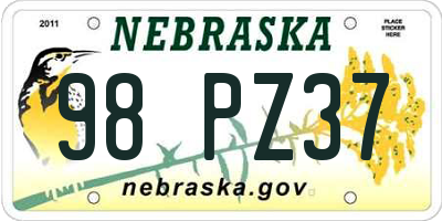 NE license plate 98PZ37