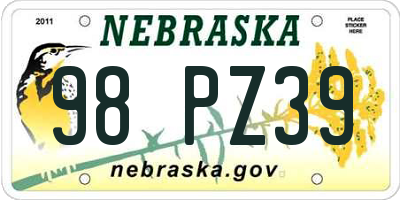 NE license plate 98PZ39