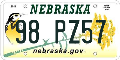 NE license plate 98PZ57