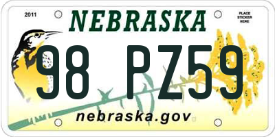 NE license plate 98PZ59
