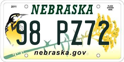 NE license plate 98PZ72