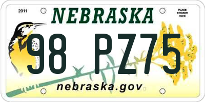 NE license plate 98PZ75