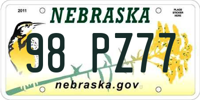 NE license plate 98PZ77