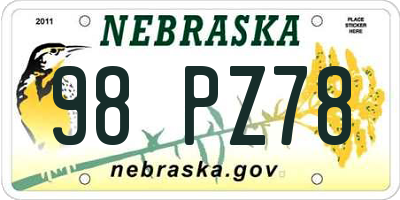 NE license plate 98PZ78