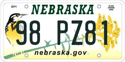 NE license plate 98PZ81