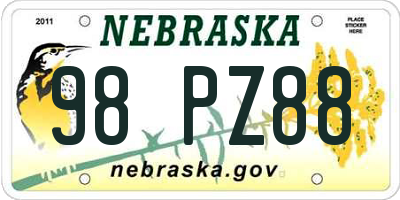 NE license plate 98PZ88