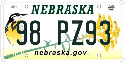 NE license plate 98PZ93